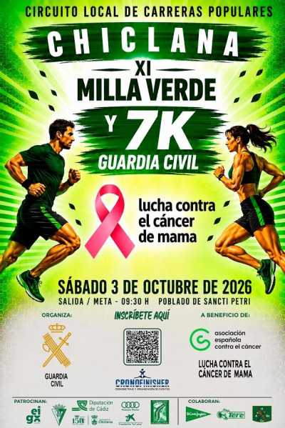 Cartel de 8K y XI Milla Verde Guardia Civil de Cádiz