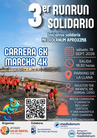 Cartel de 3 Runrún Solidario Carrera y Marcha AFEMAR