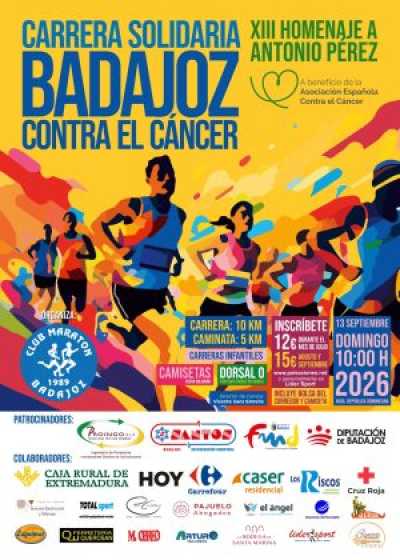 Carrera Solidaria Badajoz contra el Cáncer VIII Homenaje a Antonio Pérez González — Asfalto, 10K, Badajoz, Badajoz