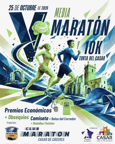 Cartel de V Media Maratón y 10K Torta del Casar